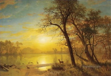 風景 Painting - 山の湖アメリカのアルバート ビアシュタットの風景